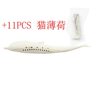 Pet Soft Plush Creative 3D Carp Fish Shape Cat Toothbrush Toy With Catnip,Pet Silicone Molar Stick Teeth Cleaning Cats Toys