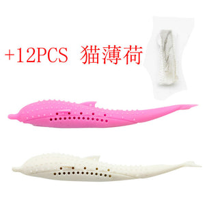 Pet Soft Plush Creative 3D Carp Fish Shape Cat Toothbrush Toy With Catnip,Pet Silicone Molar Stick Teeth Cleaning Cats Toys