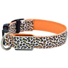 Load image into Gallery viewer, LED Dog Collar Flashing In Dark 3 Mode Lighting Safety Adjustable Nylon Leopard Pet Collar Luminous Pet Accessories