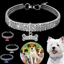 Load image into Gallery viewer, 1PCS 3 Rows of Rhinestone Stretch Line Pet Necklaces Dog Cat Necklaces Crystal Collars Dog Accessories Pet Supplies