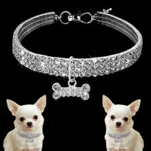 Load image into Gallery viewer, 1PCS 3 Rows of Rhinestone Stretch Line Pet Necklaces Dog Cat Necklaces Crystal Collars Dog Accessories Pet Supplies