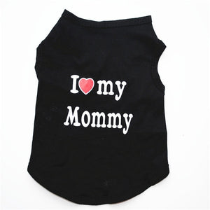 Classic Love Mommy & Love Daddy Print Dog Vest Unisex Puppy Cat T Shirt Sleeveless Clothing Cute Dogs Clothes For Small Doggy