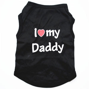 Classic Love Mommy & Love Daddy Print Dog Vest Unisex Puppy Cat T Shirt Sleeveless Clothing Cute Dogs Clothes For Small Doggy